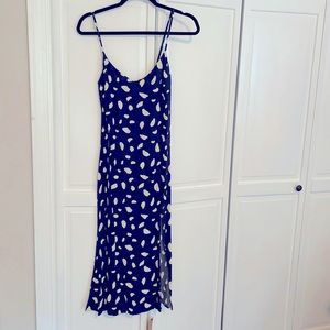 Reformation Blue and White Midi Dress
